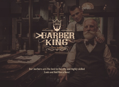 BARBER KING barberking barbershop elegant flat ikk illustration logo typo typography visual identity design