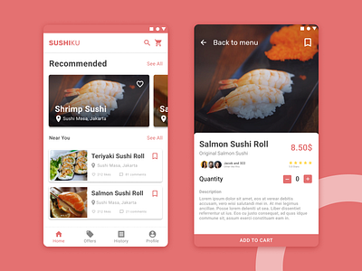 SushiKu App - Adding sushi to cart branding figmadesign sushi ui