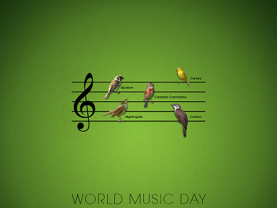 Music Day bird harmony music natural note photoshop