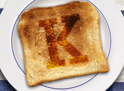 Toasted K alphabet burned food k letter table toast type typography