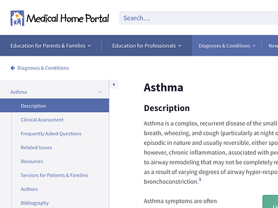 Medical Information Portal content nav side nav sidebar