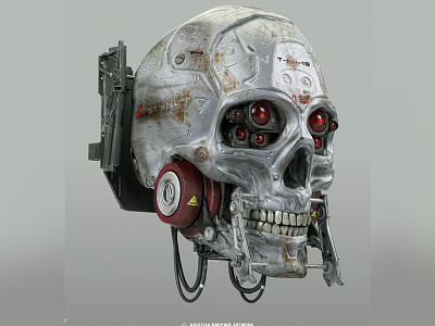 Robotic skull cyborg keyshot photoshop robotic shyne sky zbrush
