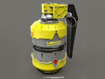 Lemon drop grenade 3d concept grenade keyshot moi photoshop