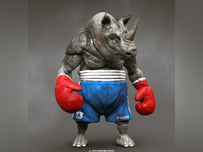 Boxing rhino re-render