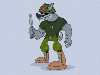 Army Wolf character design cintiq coloful design digital 2d drawing illustration photoshop wacom
