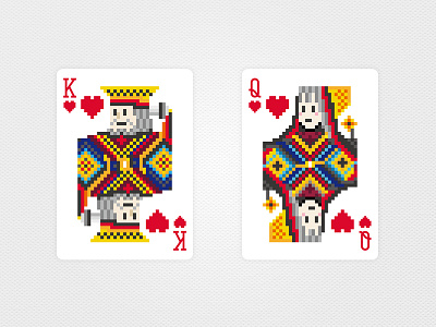 Cute Pixel Picture Card card cute king pixel playing queen