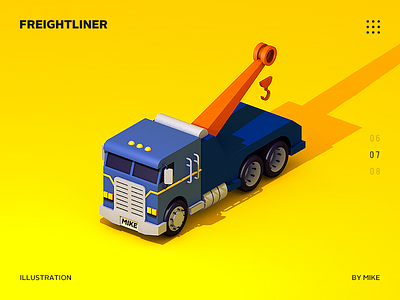 Freightliner 3d crane vehicle