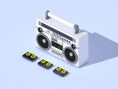 Boombox & Tape Illustration 3d cute illustration isometric little