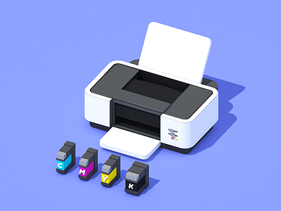 Printer & Ink Box canon illustrtion ink isometric printer