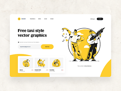 Taxi Style Illustrations Webpage Design black and yellow design sprint ui design ui ux ux design web design webpage design