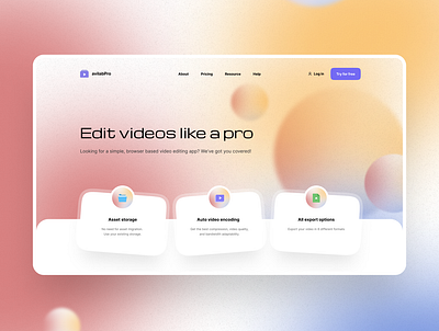 Video Editing Web App - Landing Page Design creative design landingpage ui ui design uiux ux design webdesign website