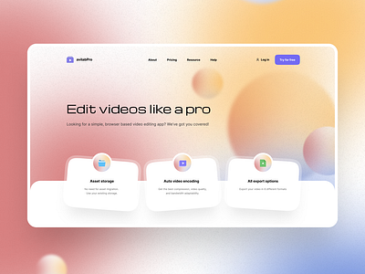 Video Editing Web App - Landing Page Design