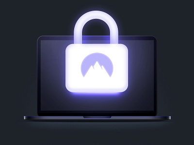 NordLocker locked computer 3d apple branding dark glow illustration laptop lock macbook minimal neumorphism