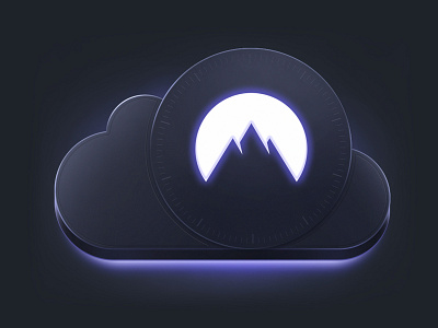 NordLocker locked cloud branding cloud cloud computing dark database design encrypted encryption glow glowing illustration lock neumorphism nordlocker server