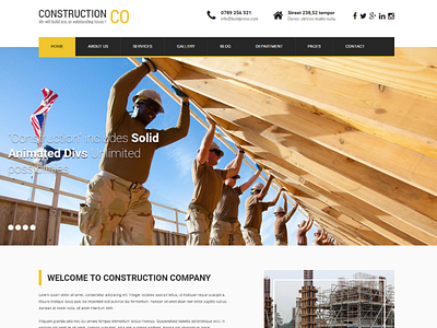 Construction Company Website Template branding design web web design website wordpress wordpress blog wordpress development wordpress templates wordpress theme