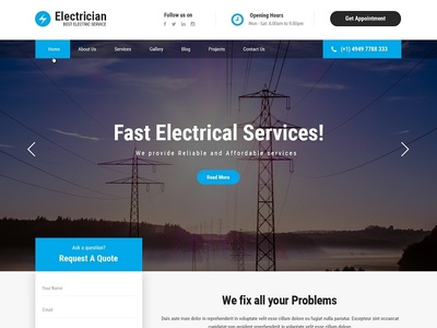 Electrician, Electricity Services WordPress Website Template design web web design website wordpress wordpress blog wordpress development wordpress templates wordpress theme