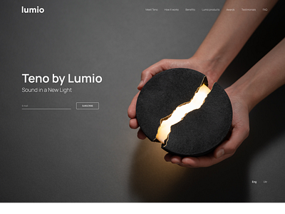 Teno by Lumio Landing Page kickstarter landing page lumio speaker teno ui webdesign