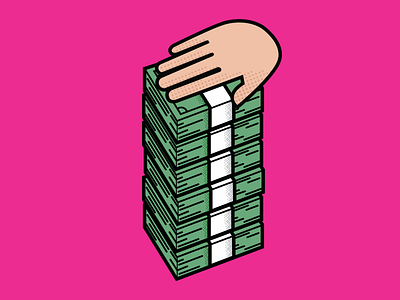 Pile of money with halftone