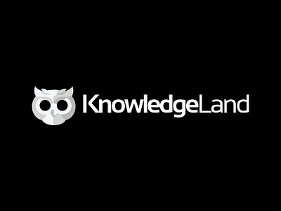 Knowledge Land logo black branding grey knowledge logo owl white