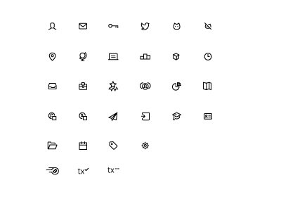 Mini iconset for 21.co (black over white version)