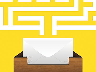 Postmark's ad ad envelope inbox labyrinth postmark wood yellow