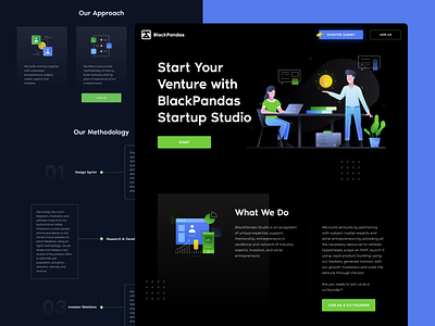 Black Pandas agency black branding clean dark flat homepage illustration interface landing marketing minimal simple site startup ui ux web web design website