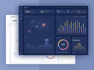 Accidents Analytics Report Dashboard analytics app chart clean dark dashboard filter flat location map minimalism product report statistics trend typography ui user experience user interface web