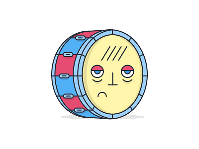 Tired Drum art branding cartoon character clean drum emoji emotion flat icon illustration outline tired vector web