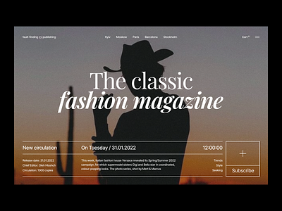 Fashion magazine article beauty blog classic design fashion grid illustration landing landing page layout logo magazine news newsletter typography ui web webpage website