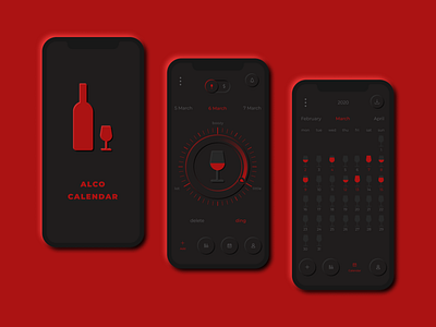 Alco Calendar dark interface app calendar app design figma ios neumorphism ui ux web