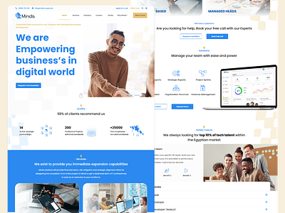 Minds - Outsourcing Company | One Landing Page adobe xd ahmed faris company design egypt home page mena region mena region one landing page outsourcing outsourcing services ui ux website
