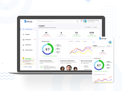 Minds Performance Dashboard - POC/2020 ahmed faris clients dashboard dashboard app dashboard design dashboard template dashboard ui dashbord design digital employee monitoring poc remote work ui ux website