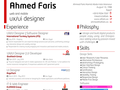 Personal Resume UX/UI Designer