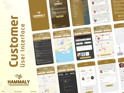 Hammaly - Delivery and shipping ahmed faris app bike delivery delivery truck design flow illustration mobile mobile design mobile ui shipper transportation truck uber clone ui user interface ux vector