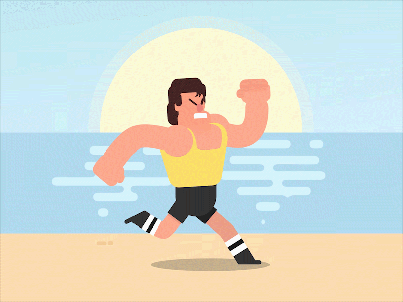 Rock on the run (beach) after effects animation animation 2d animation gif rocky rubber hose