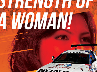 Strength of a Woman advertising atl racing auto chiney dolly cmrc dover racing rally
