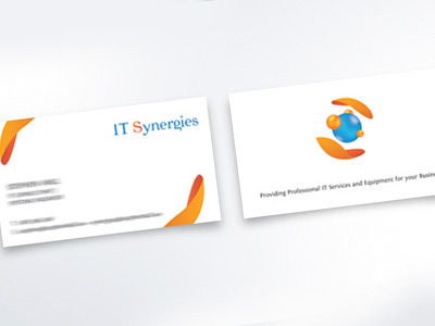 IT Synergies Collateral brand brandmark business card collateral envelope identity logo logotype