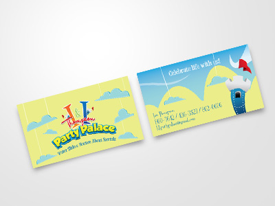 I&I Party Palace advertising brand business card clouds collateral creative design identity kids whimsical