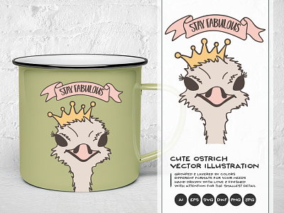Princess Ostrich drawing graphic design illustration ostrich shirt design vector