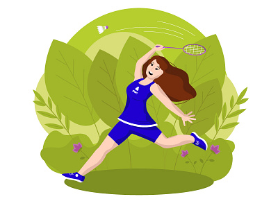 badminton girl design illustration vector