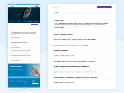 FAQ Page cruise desktop faq travel ui ux