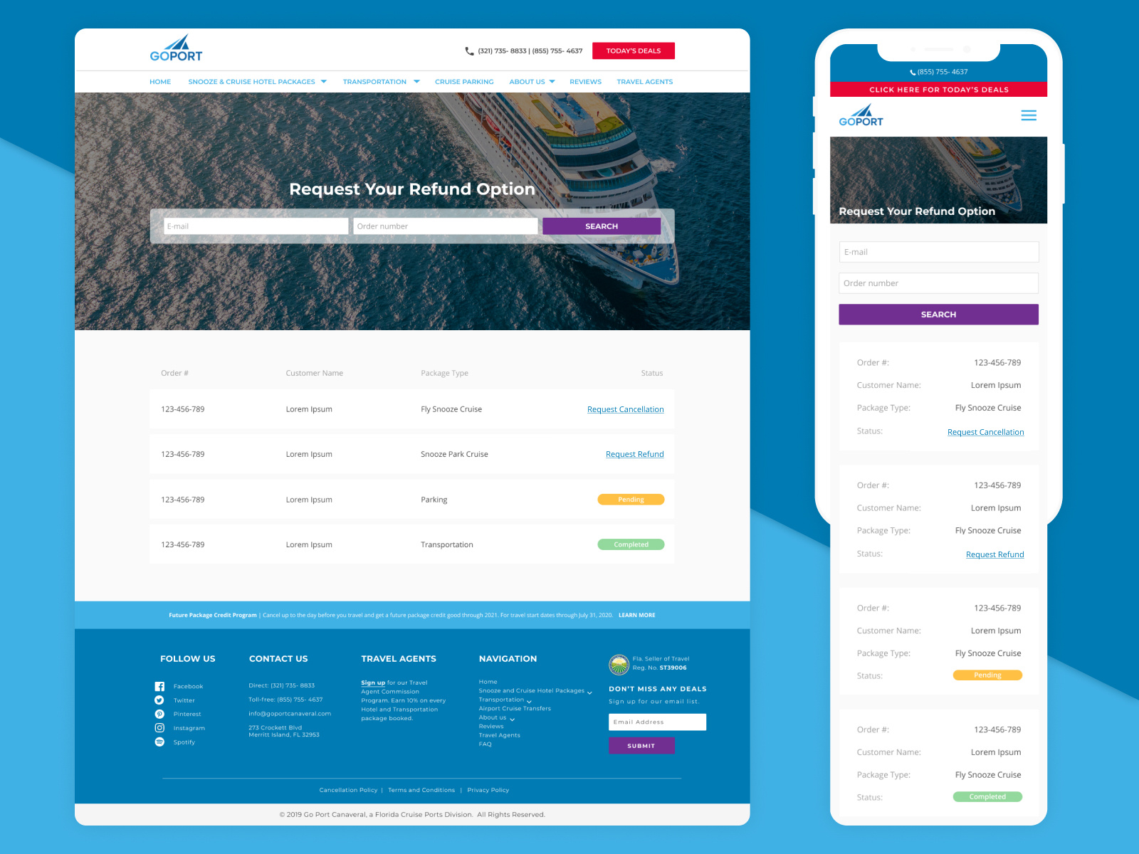 Cancellation / Order Status Page by Jessica McCann on Dribbble