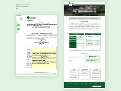 HOA Home Page - ADA Compliance/UI Redesign (before and after)