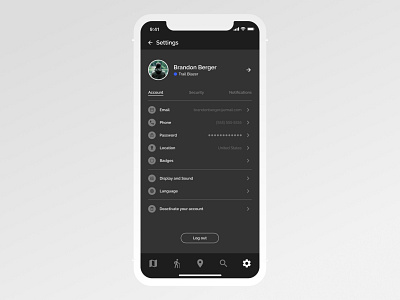 Daily UI 007 - Settings | ROAM: Your Personal Hiking Guide app designers daily ui 007 dailyui dark mode hiking mobile design settings settings ui