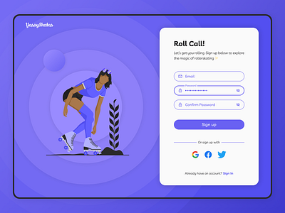 Daily UI 001 - Sign Up 001 branding daily ui daily ui 001 dailyui design design daily desktop illustration mockup rollerskating sign up skate ui