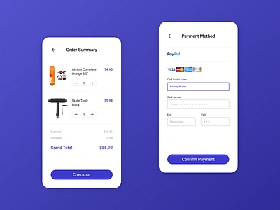 Daily UI 002 - Credit Card Checkout credit card checkout daily ui daily ui 002 dailyui002 design mobile checkout mobile design skateboard ui