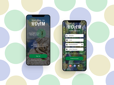 Welcome to ROAM - Daily UI 001 (Sign Up) app daily ui 001 form iphone mobile registration sign up ui