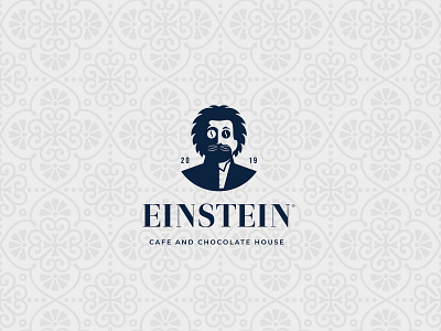 EINSTEIN cafe and chocolate house logo concept cafe chocolate coffee elegant enistein ice cream simplistic