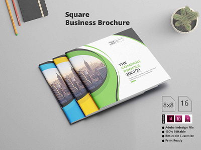 Square business Brochure companyprofile Indesign Template bi fold brochure branding brochure brochure design business profile company branding company profile corporate design graphic design proposal