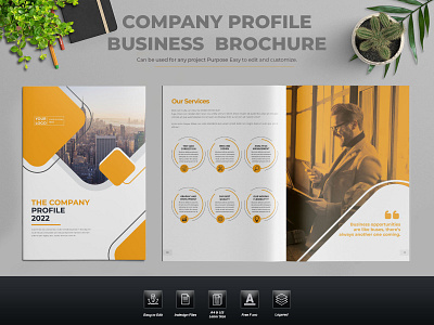 Company Business Profile Brochure InDesign Template brochure flyer bifold company profile